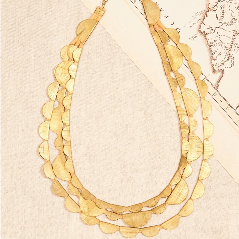 NWOT Aureas + Argent Layered Half Crescent Statement Necklace